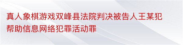 真人象棋游戏双峰县法院判决被告人王某犯帮助信息网络犯罪活动罪