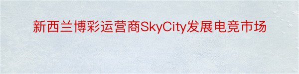 新西兰博彩运营商SkyCity发展电竞市场